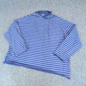 Labo.Art Womens Top Size 2 Cotton Blue Striped Mock Neck Made in Italy Relaxed